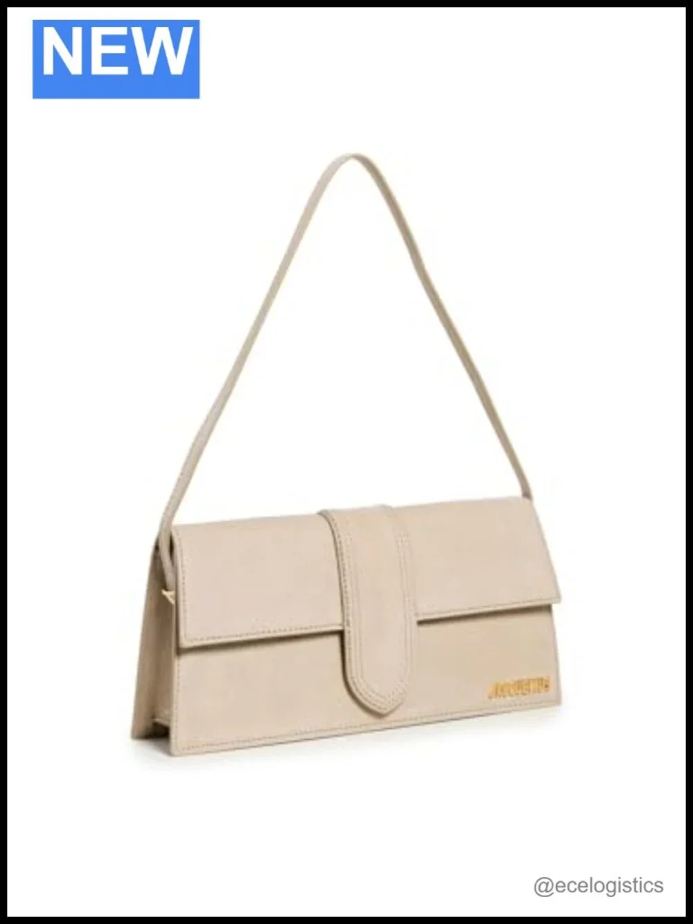 Jacquemus Le Bambino Long Bag Suede Hobo Shoulder Bag Gold Hardware